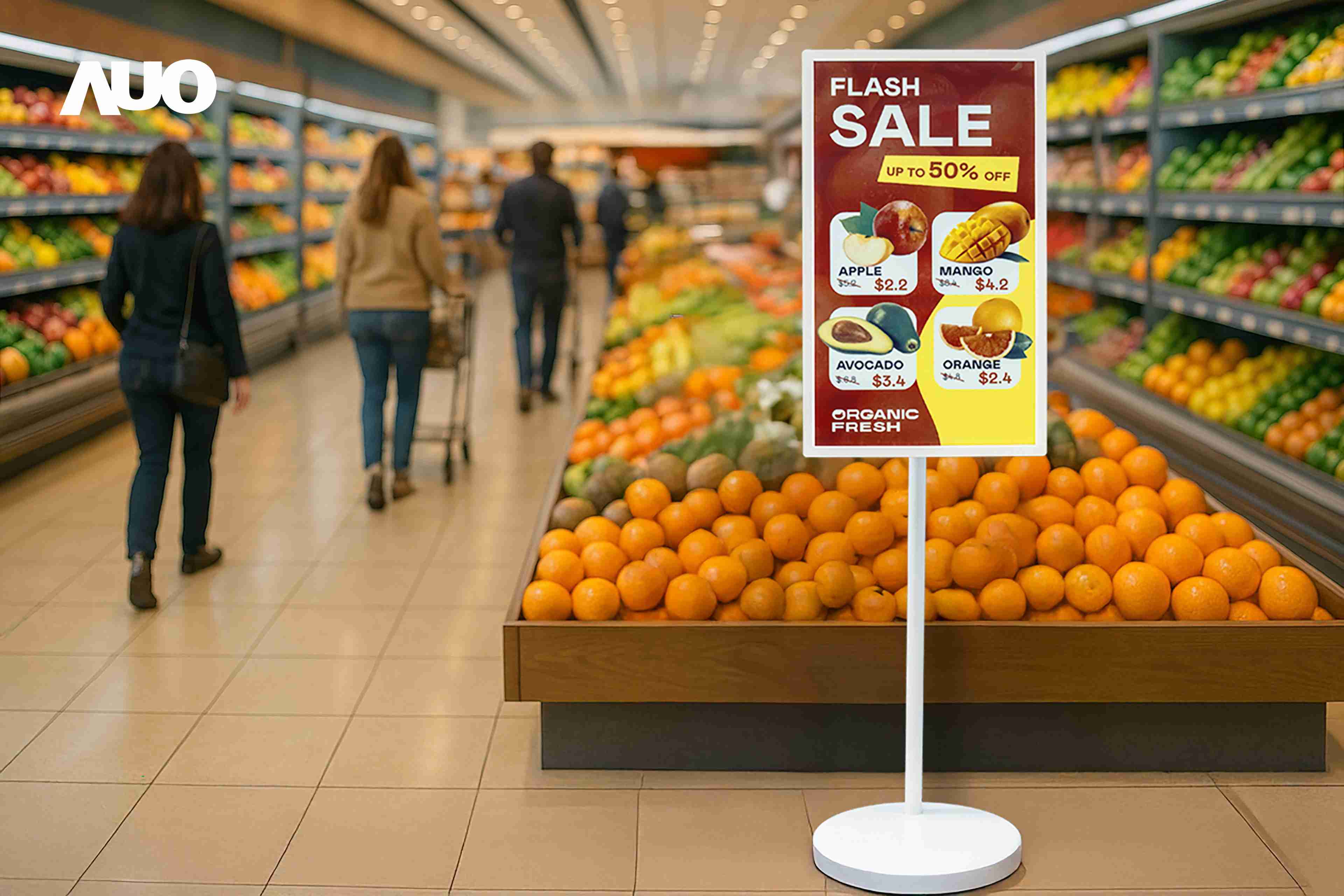 达擎首亮相低功耗、、、全彩的〝aecoPost电子纸解决方案〞，，，，仅在更新画面时需要微量的电力驱动，，，，无需布建电线的便捷设计，，使其可灵活应用、、随意置放，，并可透过云端或行动装置app，，，轻松管理及排程广告内容，，，，晋升店头营销利器。。。